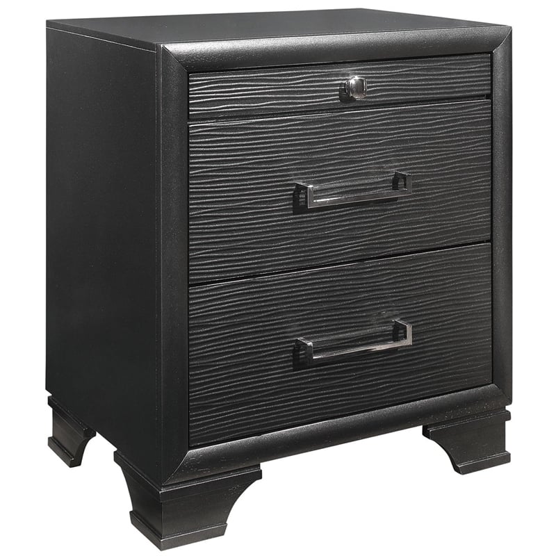 Global Furniture USA Jordyn Wood  Textured Front Gray 3-Drawer Nightstand