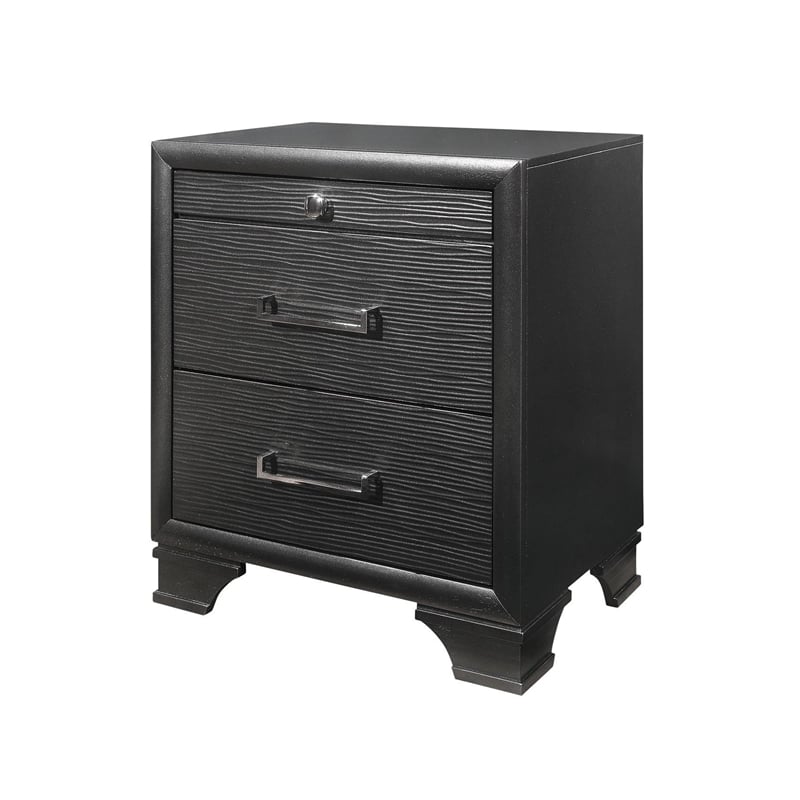 Global Furniture USA Jordyn Wood  Textured Front Gray 3-Drawer Nightstand