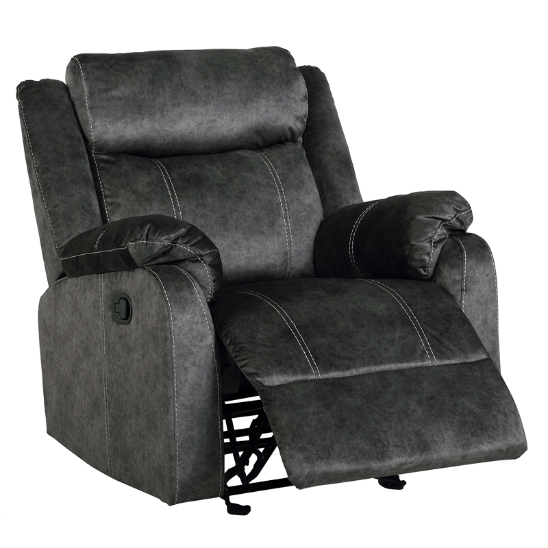 Global Furniture USA Domino Contemporary Gray Fabric Glider Recliner