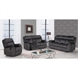 Global Furniture USA Microfiber Recliner Sofa with DDT & Drawer in Gray