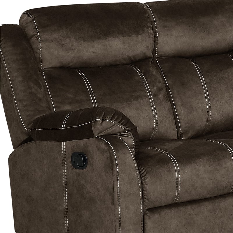 Global Furniture USA Domino Fabric Brown Reclining Loveseat w/ Console Drawer
