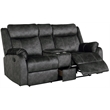 Global Furniture USA Domino Fabric Gray Reclining Loveseat w/ Console and Drawer