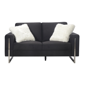 global furniture usa black loveseat with 2 pillows