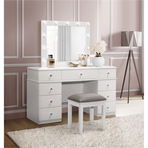 global furniture usa white vanity set with stool and mirror
