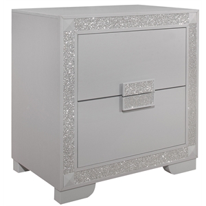 global furniture usa chalice silver glitter accent nightstand
