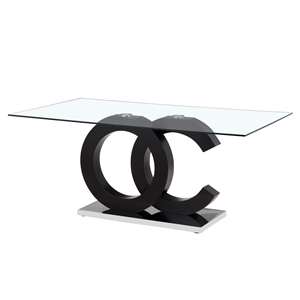 global furniture usa matte black & stainless steel dining table
