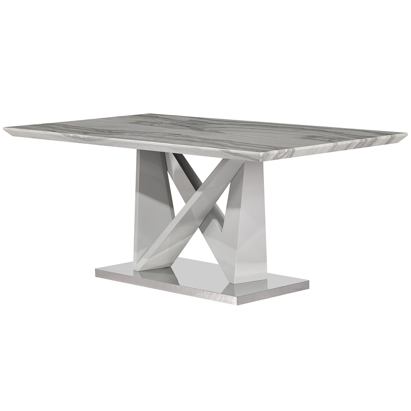 Global Furniture USA D844DT Marble Top/Stainless Steel Base Dining Table in Gray