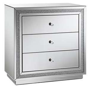 global furniture usa hollywood glam mirrored large 3 drawer side table