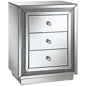 global furniture usa hollywood glam mirrored small 3 drawer side table