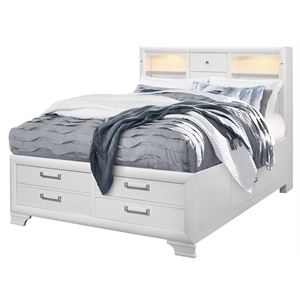 global furniture usa jordyn white led headboard king bed
