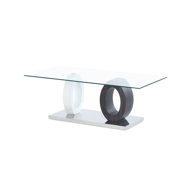 Global Furniture USA T1628C Transitional White Glass Top Coffee Table