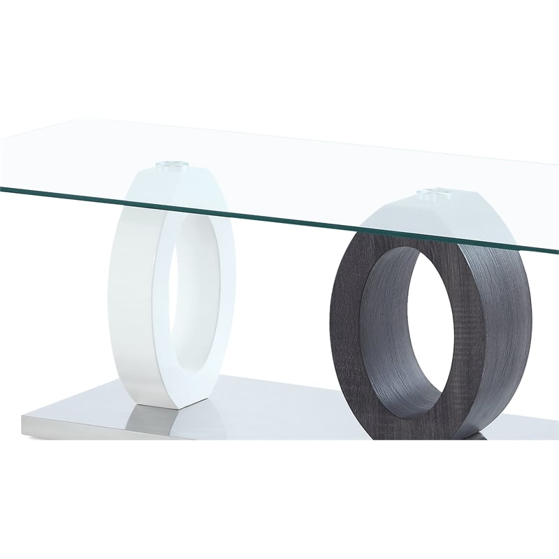 Global Furniture USA T1628C Transitional White Glass Top Coffee Table