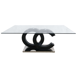 global furniture usa matte black & stainless steel coffee table