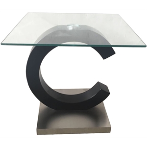 global furniture usa matte black & stainless steel end table