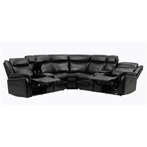 Global Furniture USA UM02 Blanche Faux Leather Black Sectional W/ LED Lighting