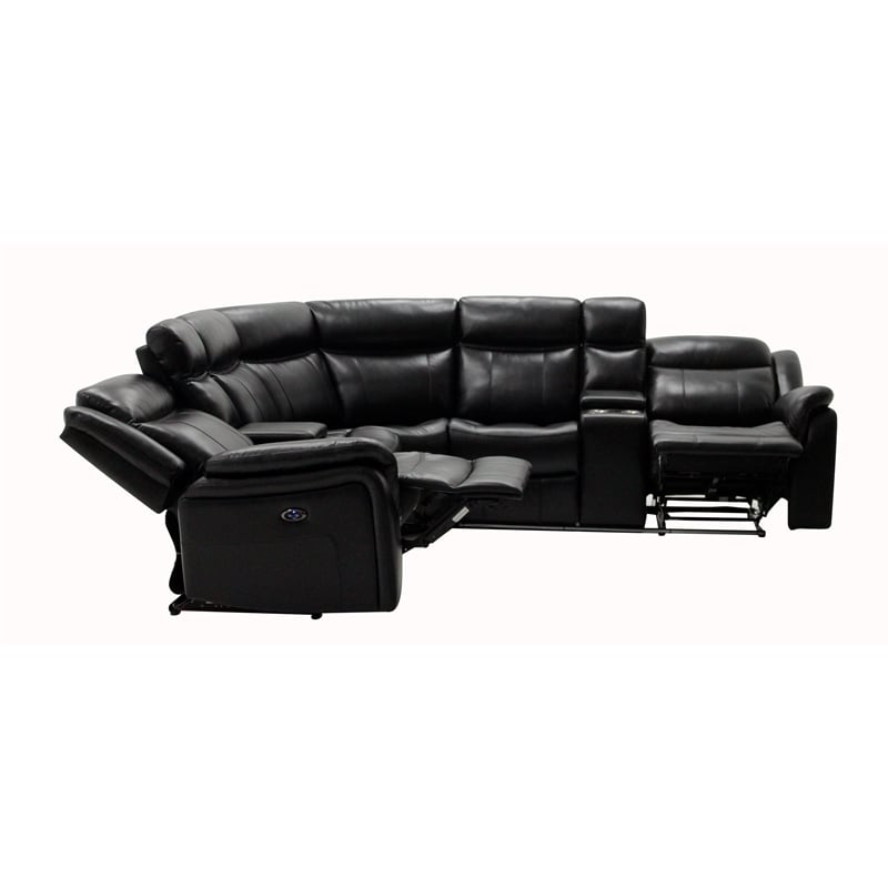 Global Furniture USA UM02 Blanche Faux Leather Black Sectional W/ LED Lighting