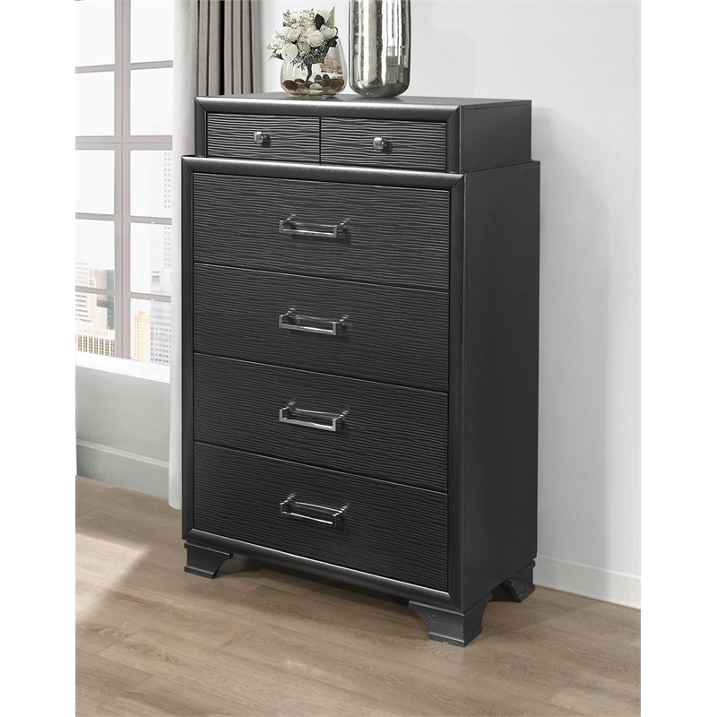 Global Furniture USA Jordyn Contemporary Wood Gray 6-Drawer Chest