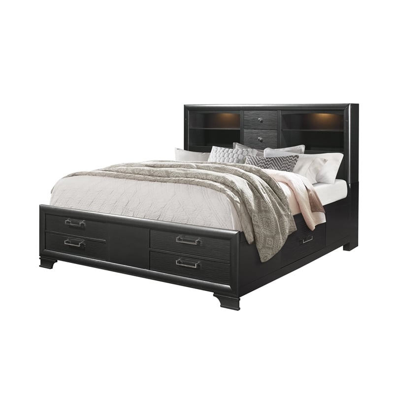 Global Furniture USA Jordyn Contemporary Wood Gray King Storage Bed