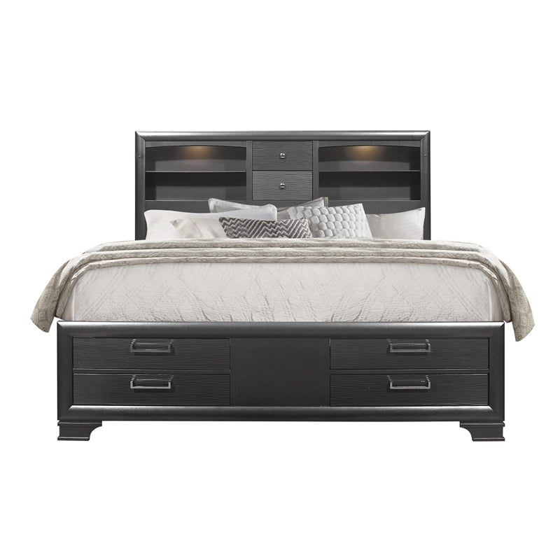 Global Furniture USA Jordyn Contemporary Wood Gray King Storage Bed
