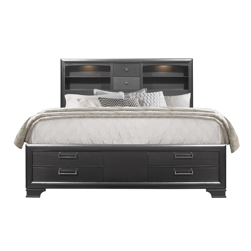 Global Furniture USA Jordyn Contemporary Wood Gray Queen Storage Bed