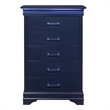Global Furniture USA Traditional Charlie Blue Wood 5-Drawer Chest with LED