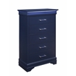 Global Furniture USA Traditional Charlie Blue Wood 5-Drawer Chest with LED