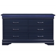 Global Furniture USA Traditional Charlie Blue Wood 6-Drawer Dresser with LED