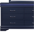 Global Furniture USA Traditional Charlie Blue Wood 6-Drawer Dresser with LED