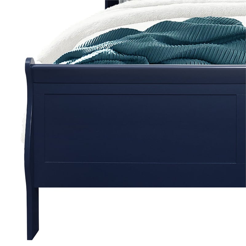Global Furniture USA Traditional Charlie Blue Wood King Bed with LED