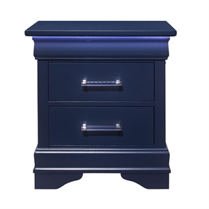 Global Furniture USA Charlie Blue Wood 2-Drawer Nightstand with Acrylic Handles