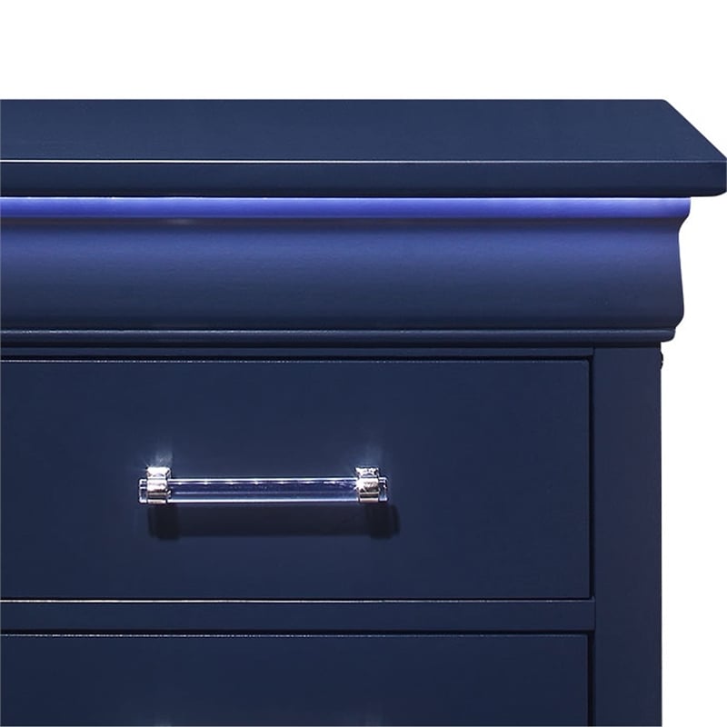 Global Furniture USA Charlie Blue Wood 2-Drawer Nightstand with Acrylic Handles