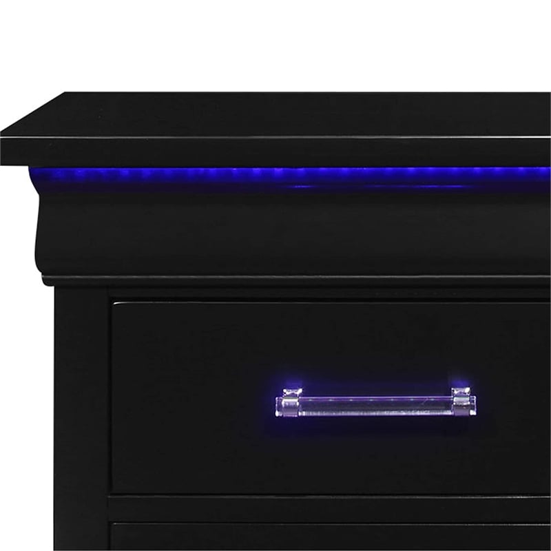 Global Furniture USA Charlie Blue Wood 2-Drawer Nightstand with Acrylic Handles