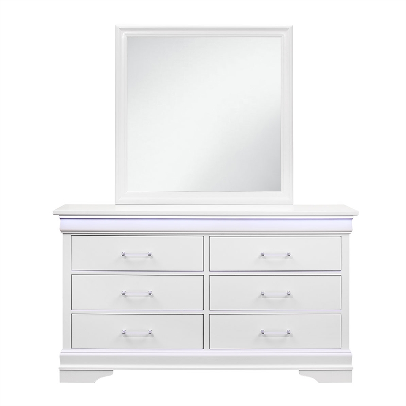 Global Furniture USA Charlie Traditional/Modern White Wood Mirror
