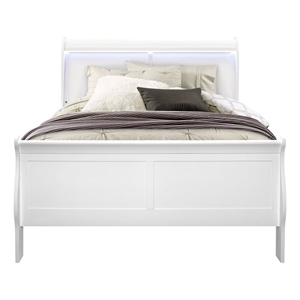 Global Furniture USA Charlie Traditional/Modern White Wood Queen Bed with LED