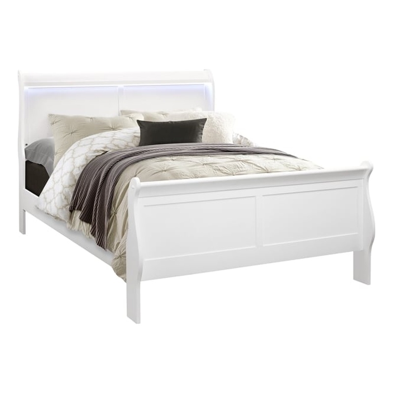 Global Furniture USA Traditional/Modern Charlie White Wood Full Bed with LED