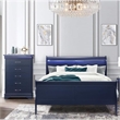 Global Furniture USA Traditional Charlie Blue Wood Full Bed with LED