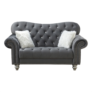 global furniture usa grey tufted velvet loveseat