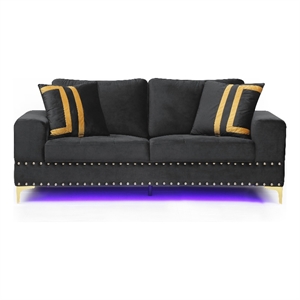 global furniture usa black velvet sofa with led