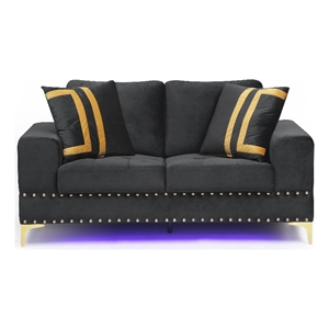 global furniture usa black velvet loveseat with led