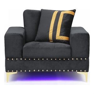 global furniture usa black velvet chair with led