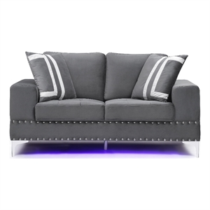 global furniture usa grey velvet loveseat with led