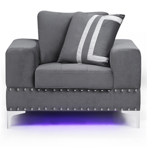 global furniture usa grey velvet chair with led