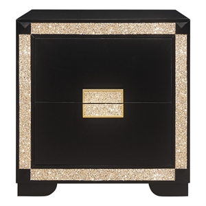 Global Furniture USA Blake 38&quotW Wood Nightstand in Black/Gold Finish
