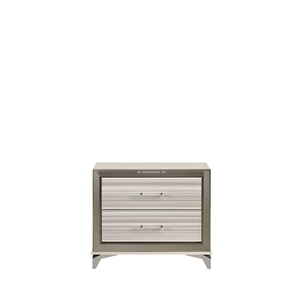 Global Furniture USA Zambrano Zebra White Wood Nightstand with Acrylic Handles