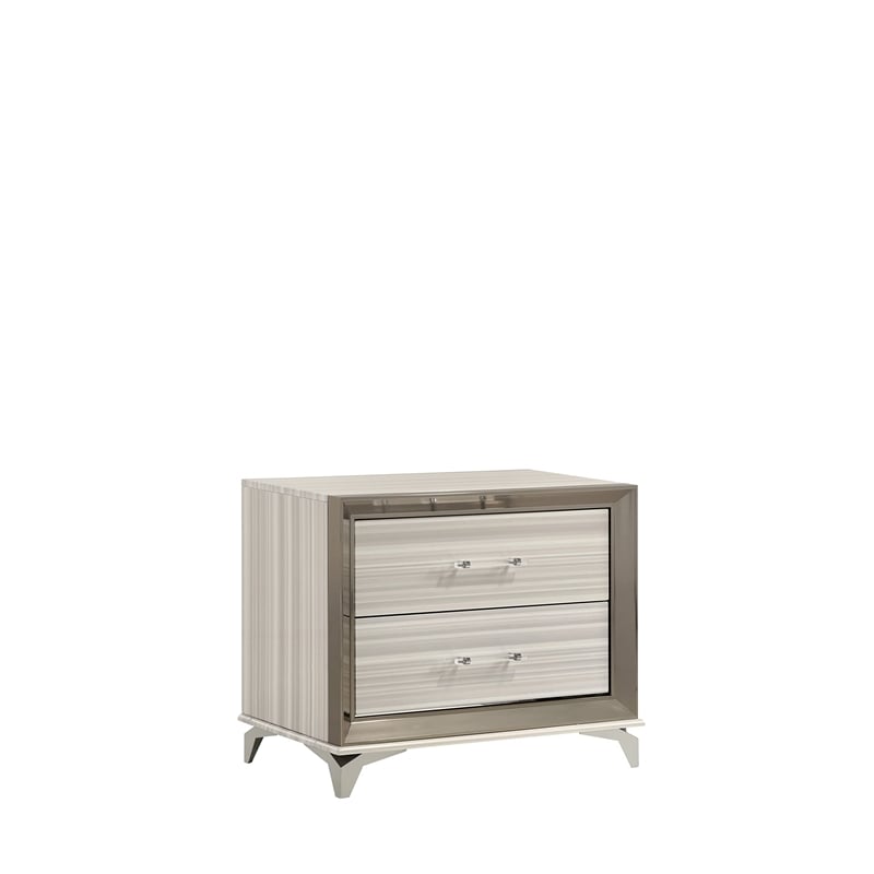 Global Furniture USA Zambrano Zebra White Wood Nightstand with Acrylic Handles