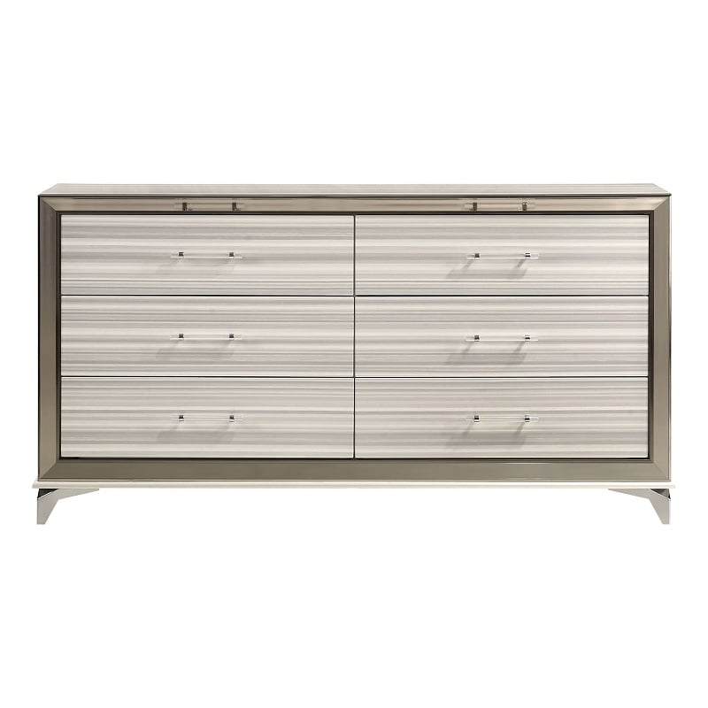 Global Furniture USA Zambrano Zebra White Wood 6-Drawer Dresser