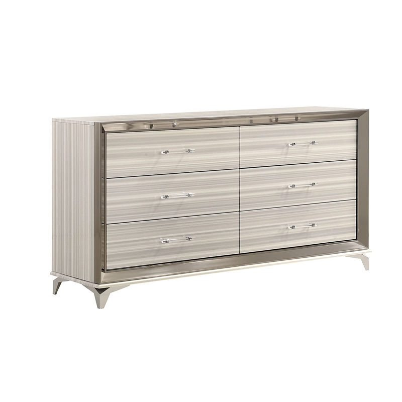 Global Furniture USA Zambrano Zebra White Wood 6-Drawer Dresser