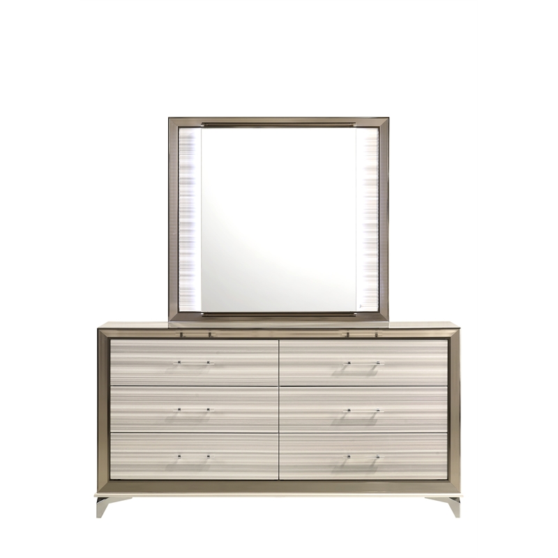 Global Furniture USA Zambrano Zebra White Wood 6-Drawer Dresser