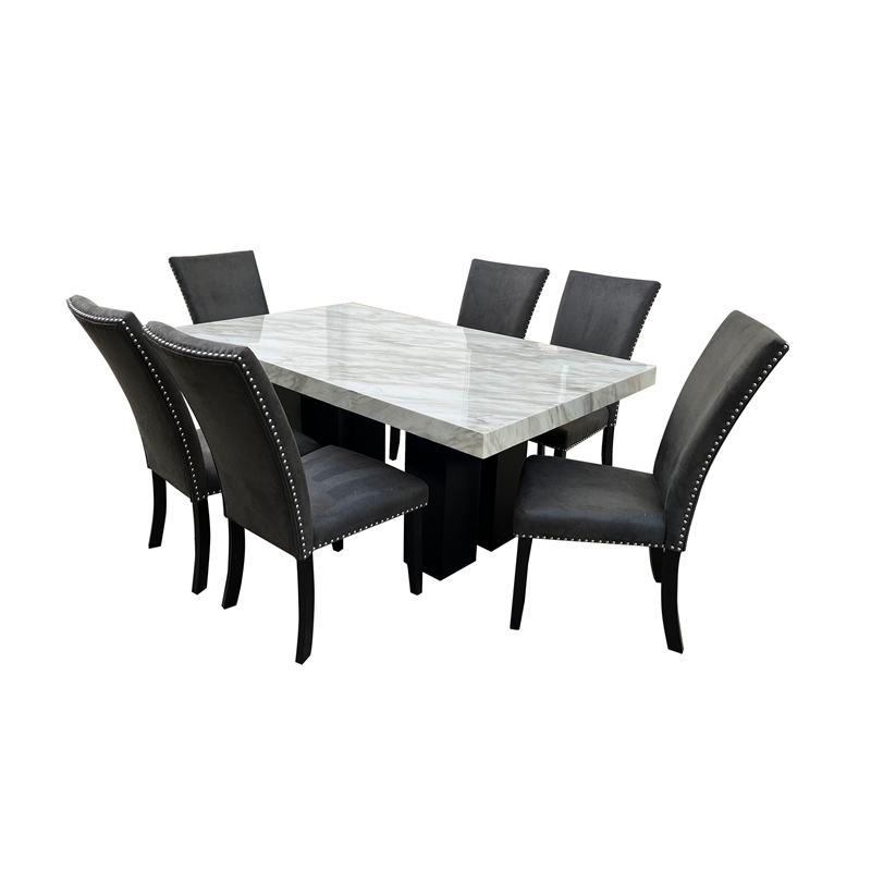 Global Furniture USA D03 Black Velvet Dining Chairs - Set of Two
