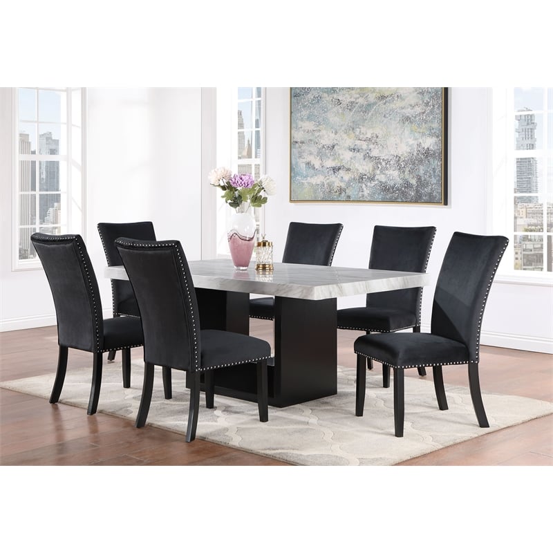 Global Furniture USA D03 Black Velvet Dining Chairs - Set of Two